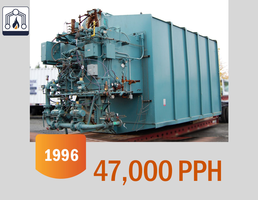 47000 lb/hr Cleaver Brooks DL,350 lb/pulg²,gas nat/diésel,reacondicioada garantía,1996